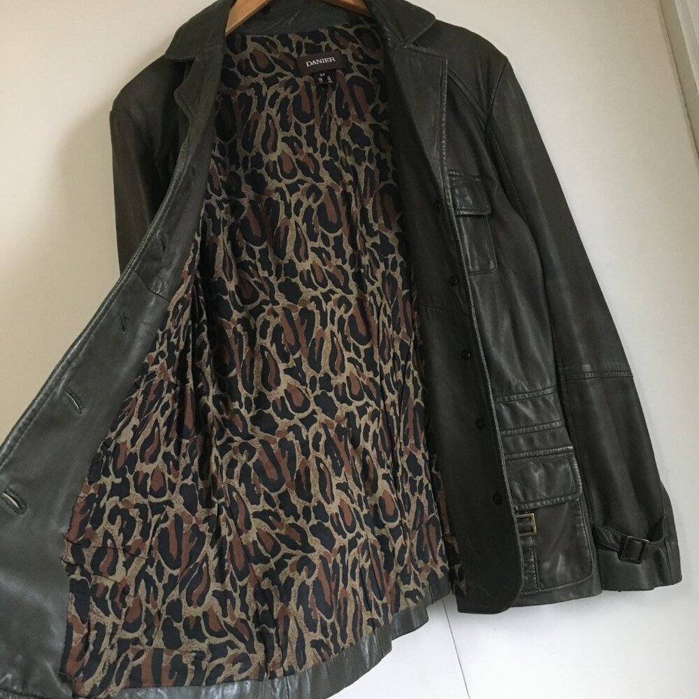 VTG Y2K Danier Leather Field Utility Jacket Earthy Brown S - Picture 3 of 16